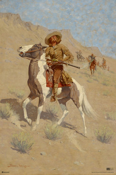 The Scout Frederic Remington Painting Remington Prints Western Decor Cowboy Decor Horses Western Painting Cowboy Painting Wild West Old West Longhorn Buckskin Cool Wall Art Print Poster 12x18