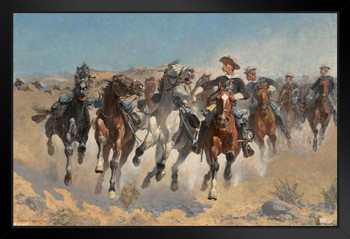 Dismounted The Fourth Troopers Moving the Led Horses Frederic Remington Painting Remington Prints Western Decor Cowboy Decor Horses Western Painting Roping Black Wood Framed Art Poster 14x20