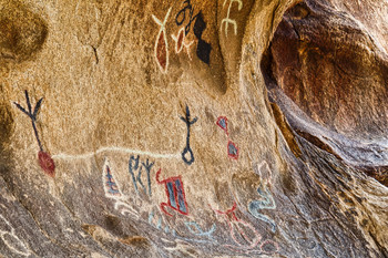 Petroglyphs on Cave Wall in Joshua Tree National Park California Photo Photograph Cool Wall Art Print Poster 18x12