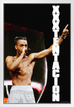 XXXtentacion Poster Concert Pointing XXXtentacion Merch Bad Vibes Forever XXX 17 Album Art Skins Trap Music Aesthetic XXXtenations Merch XXtentacion Tapestry White Wood Framed Art Poster 14x20