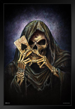 Alchemy The Reapers Ace Grim Reaper Death Ace of Spades Card Witchy Room Decor Gothic Decor Goth Room Decor Witchcraft Horror Wiccan Occult Decorations Black Wood Framed Poster 14x20