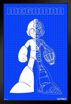 Mega Man Blueprint Art Video Game Video Gamer Classic Retro Vintage 90s Gaming MegaMan Capcom Legacy Collection Megaman 11 Mega Man X Dr Wily Art Print Stand or Hang Wood Frame Display 9x13