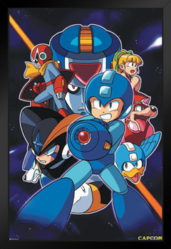 Mega Man Space Background Video Game Video Gamer Classic Retro Vintage 90s Gaming MegaMan Capcom Legacy Collection Megaman 11 Mega Man X Dr Wily Stand or Hang Wood Frame Display 9x13