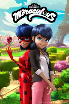 Laminated Miraculous Ladybug and Cat Noir Marinette Cartoon TV Series Movie Miraculous Ladybug Merchandise Miraculouses Miraculous Ladybug Poster Girls Bedroom Decor Poster Dry Erase Sign 12x18