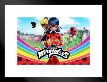 Miraculous Ladybug and Cat Noir Miraculouses Cartoon TV Series Movie Miraculous Ladybug Merchandise Miraculouses Miraculous Ladybug Poster Girls Bedroom Decor Matted Framed Art Wall Decor 20x26