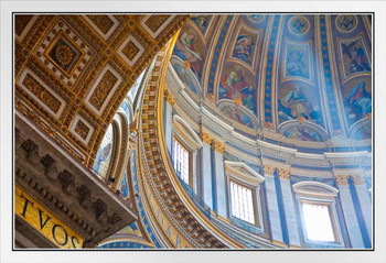 Dome of St Peters Basilica in Rome Italy Photo Photograph White Wood Framed Poster 20x14