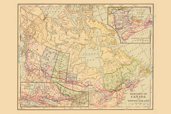 Dominion of Canada and New Foundland 1898 Antique Style Map Cool Wall Decor Art Print Poster 18x12