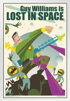 Guy Williams Is Lost In Space by Juan Ortiz White Wood Framed Poster 14x20