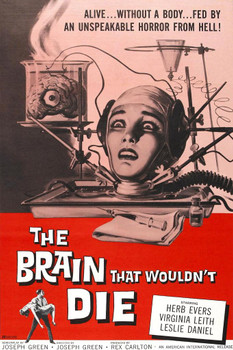 Laminated The Brain That Wouldnt Die Retro Vintage Horror Movie Merchandise Spooky Halloween Decorations Halloween Decor SciFi Science Fiction Theater Creepy Kitsch 1962 Poster Dry Erase Sign 24x36