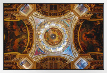 Ceiling Saint Isaacs Cathedral Saint Petersburg Photo Photograph White Wood Framed Poster 20x14