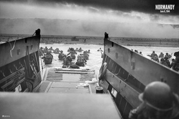 D Day Normandy Invasion 1944 World War 2 Memorabilia World History Classroom Decorations WWII WW2 Poster Military World War II US History Americana Army Stretched Canvas Art Wall Decor 16x24