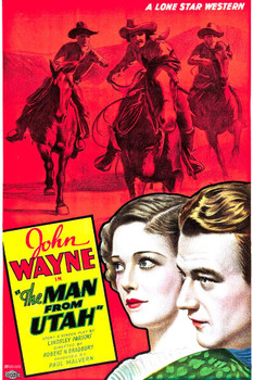 Laminated John Wayne The Man From Utah Western Movie Retro Vintage Classic Hollywood Cowboy Memorabilia Collectibles Western Decor Man Cave Decor John Wayne Movies Poster Dry Erase Sign 24x36