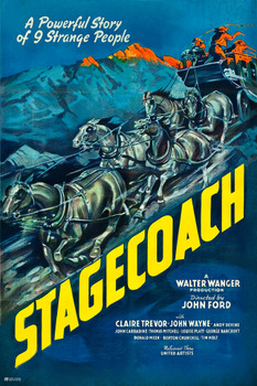 Stagecoach John Wayne Movie Poster Retro Vintage Western Decor Cowboy Western Movie Merchandise Collectibles Classic Hollywood John Ford Western Film Man Cave Cool Wall Decor Art Print Poster 12x18