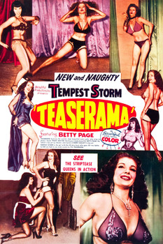 Teaserama Retro Vintage Burlesque Movie Pin Up Girl Poster Tempest Storm Bettie Page Pinup Girl Photos Man Cave Decor Indie Room Decor Stripper Striptease Cool Wall Decor Art Print Poster 12x18