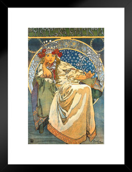 Alphonse Mucha Painting Princess Hyacinth Poster 1911 Bohemian Czech Painter 1900s Art Nouveau Vintage Matted Framed Art Wall Decor 20x26