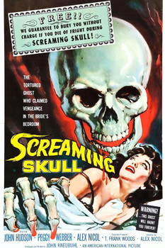 Laminated The Screaming Skull Retro Vintage Horror Movie Merchandise Spooky Halloween Decorations Halloween Decor Skeleton Pulp Horror Kitsch Theater Creepy 1958 Poster Dry Erase Sign 12x18