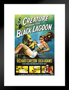 Creature From The Black Lagoon Retro Vintage Horror Movie Poster Horror Movie Merchandise Horror Decor Classic Monster Spooky Scary Halloween Decorations Matted Framed Art Wall Decor 20x26