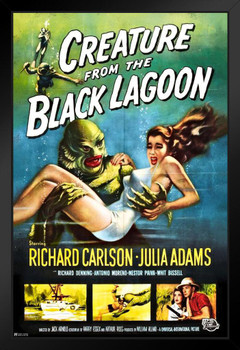 Creature From The Black Lagoon Retro Vintage Horror Movie Poster Horror Movie Merchandise Horror Decor Classic Monster Spooky Scary Halloween Decorations Stand or Hang Wood Frame Display 9x13