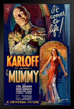 The Mummy 1932 Boris Karloff Retro Vintage Horror Movie Poster Horror Movie Merchandise Horror Decor Classic Monster Spooky Scary Halloween Decorations Stand or Hang Wood Frame Display 9x13