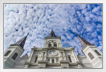 Clouds over Saint Louis Cathedral New Orleans Photo Photograph White Wood Framed Poster 20x14