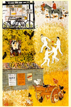 1957 Village Life Vintage Illustration Travel Art Deco Vintage French Wall Art Nouveau French Advertising Vintage Poster Prints Art Nouveau Decor Cool Wall Decor Art Print Poster 12x18