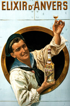 Elixir D Anvers Vintage Illustration Art Deco Liquor Vintage French Wall Art Nouveau 1920 Booze Poster Print French Advertising Cool Wall Art Print Poster 12x18