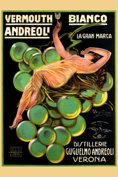 Vermouth Bianco Andreoli Wine Vintage Illustration Art Deco Liquor French Nouveau Ad Advertisement Cool Wall Art Print Poster 12x18