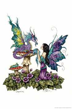 Companions Fairy And Dragon Friends by Amy Brown Fantasy Poster Colorful Flower Nature Wings Cool Wall Decor Art Print Poster 12x18