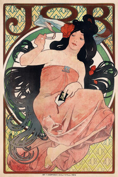 Laminated Alphonse Mucha Job Cigarette Paper Advertisement Poster Dry Erase Sign 24x36