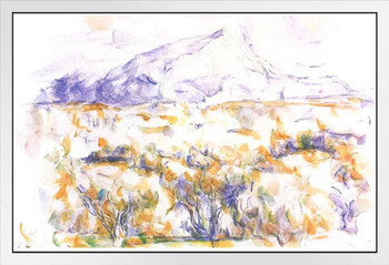 Cezanne Montagne Sainte Victoire Watercolour Impressionist Posters Paul Cezanne Art Prints Nature Landscape Painting French Artist Wall Decor Garden Romantic Art White Wood Framed Poster 20x14