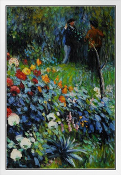 Pierre Auguste Renoir The Garden In The Rue Cortot Realism Romantic Artwork Renoir Canvas Wall Art French Impressionist Art Posters Wall Decor Landscape Posters White Wood Framed Poster 14x20