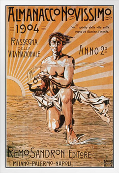 Ninth Almanac Magazine Vintage Illustration Art Deco Vintage French Wall Art Nouveau 1920 French Advertising Vintage Poster Prints Art Nouveau Decor White Wood Framed Poster 14x20