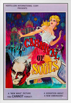 Carnival of Souls 1962 Retro Vintage Horror Movie Poster Horror Movie Merchandise Cult Classic Film Spooky Halloween Decorations Collectibles Memorabilia White Wood Framed Poster 14x20