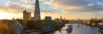 Laminated London Skyline The Shard Skyscraper At Sunset Lanscape Photo Poster Dry Erase Sign 36x12