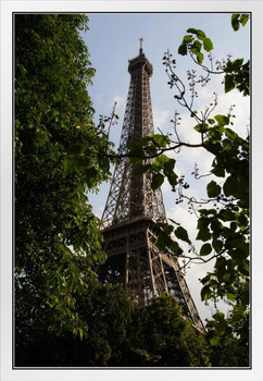 Eiffel Tower from Champ de Mars Paris France Photo Photograph White Wood Framed Poster 14x20