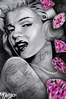 James Danger Marilyn Ink and Diamonds Stretched Canvas Art Wall Decor 16x24