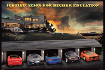 Justification for Higher Education Classic Supercars Funny Stretched Canvas Art Wall Decor 24x16