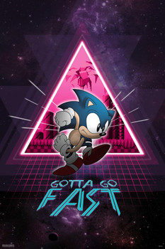 Sonic the Hedgehog Gotta Go Fast Neon Space Sega Video Game Gaming Stretched Canvas Art Wall Decor 16x24