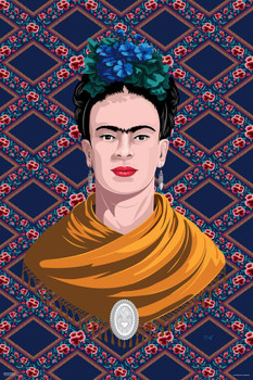 Frida Kahlo Flower Lattice Feminist Stretched Canvas Art Wall Decor 16x24