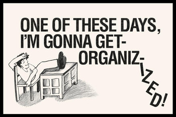 One Of These Days Im Gonna Get Organizized! Desk Retro Sign Humor Cool Wall Decor Art Print Poster 16x24