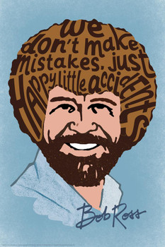 Bob Ross Happy Little Accidents Word Bob Ross Poster Bob Ross Collection Bob Art Painting Happy Accidents Motivational Poster Funny Bob Ross Afro and Beard Cool Wall Decor Art Print Poster 16x24