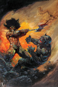 Barbarian Axe by Frank Frazetta Wall Art Gothic Fantasy Decor Frank Frazetta Artwork Scary Art Prints Horror Battle Posters Frazetta Illustration Death War Gore Cool Wall Decor Art Print Poster 16x24