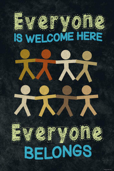 Everyone Is Welcome Here Everyone Belongs Classroom Sign Educational Rules Teacher Supplies School Decor Teaching Toddler Kids Elementary Learning Decorations Cool Wall Decor Art Print Poster 16x24