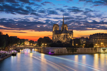 Notre Dame Cathedral Seine River Paris France At Sunset Photo Photograph Cool Wall Decor Art Print Poster 24x16