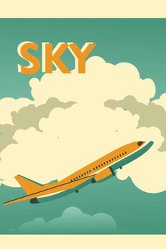 Sky Airplane Flying in Clouds Vintage Travel Tourism Ad Cool Wall Decor Art Print Poster 16x24