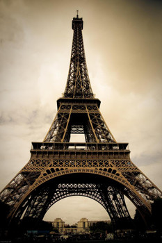 Eiffel Tower Paris France Sepia Photo Photograph Cool Wall Decor Art Print Poster 16x24