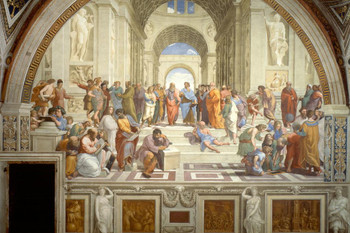 Raphael School of Athens Renaissance Painting Classical Philosopher Socrates Aristotle Greek Philosophy Painter Cool Wall Decor Art Print Poster 24x16