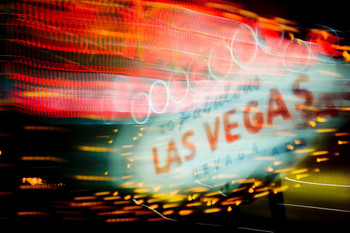 Welcome Fabulous Las Vegas Sign Blurred at Night Photo Photograph Cool Wall Decor Art Print Poster 24x16