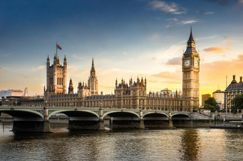 Golden Big Ben House of Parliament Thames River Photo Photograph Cool Wall Decor Art Print Poster 24x16