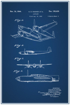 Howard Hughes Airplane Official Patent Blueprint Cool Wall Decor Art Print Poster 16x24